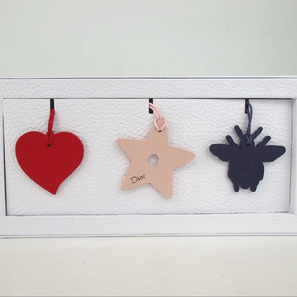 AUTH Christian Dior Heart Star Bee 3 Piece Set ornament keychain bag cha… - Picture 2 of 6